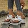 Fashion 2025 Summer New Open Toes Wedge Sandals for Women Coarse Heel Fashion Comfortable Casual Slippers Woven Design Beach Flip-flops