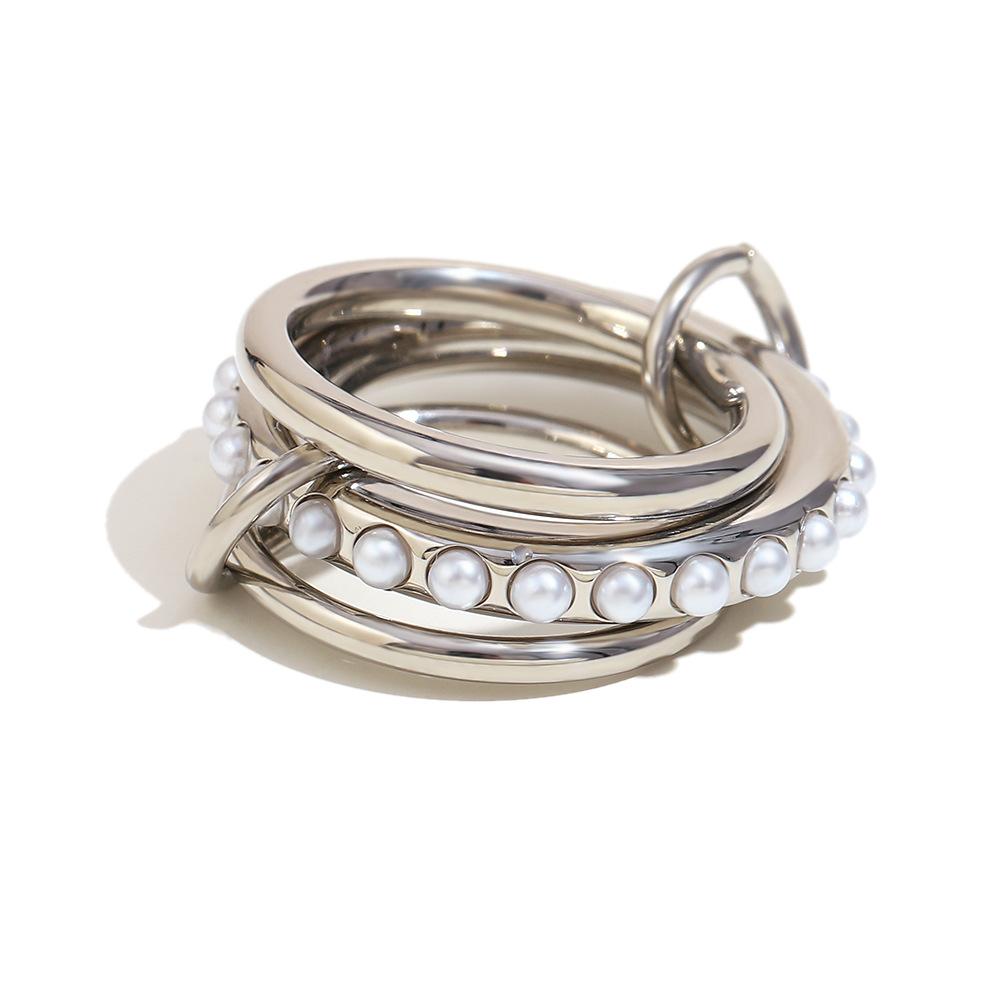 

Multi-layer Stackable Finger Rings Shiny Cubic Zirconia Link Ring 18K Gold Plated Stainless Steel High Quality Jewelry Accessory US 6