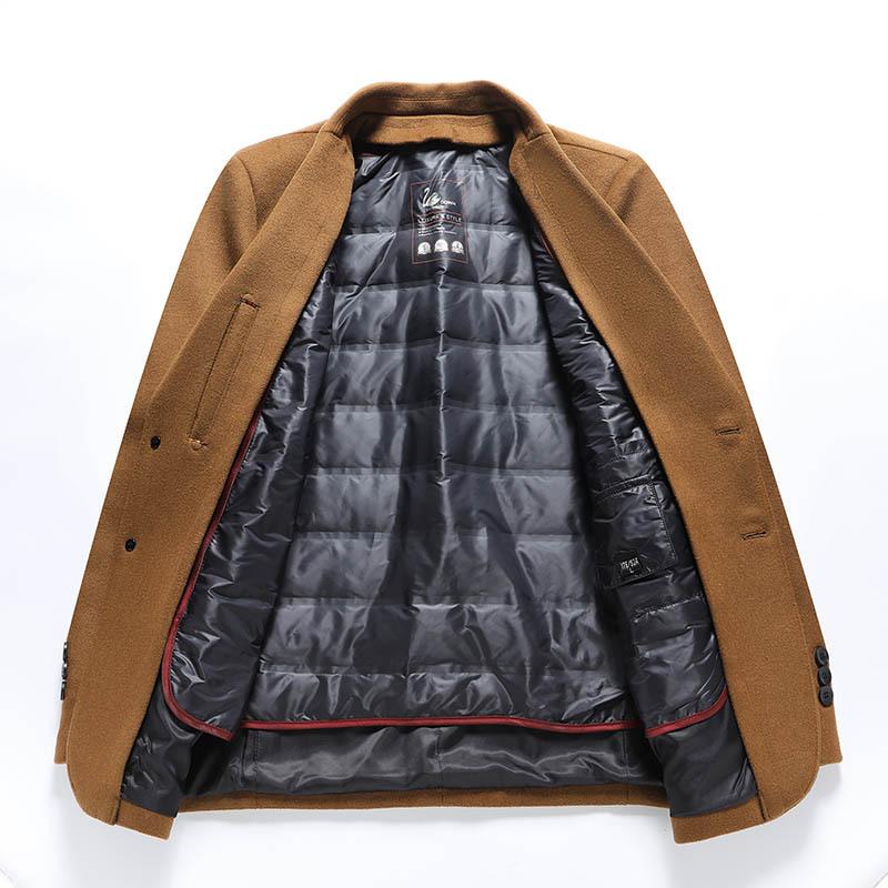 Autumn and Winter New Wool Suit for Men, Removable Down Lining, Woolen Casual Suit Jacket, Warm Suit for Men