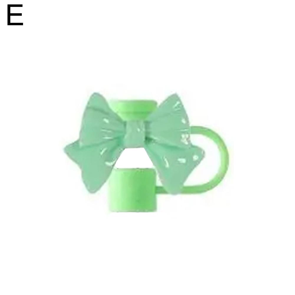 Cute Cartoon Bow Straw Tips Cover Reusable Dustproof Silicone Straw Cover Kitchen Cup Accessories Home Supplies