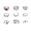 New dark hip-hop skull spider card exaggerated retro ring 24-piece set punk ring jewelry