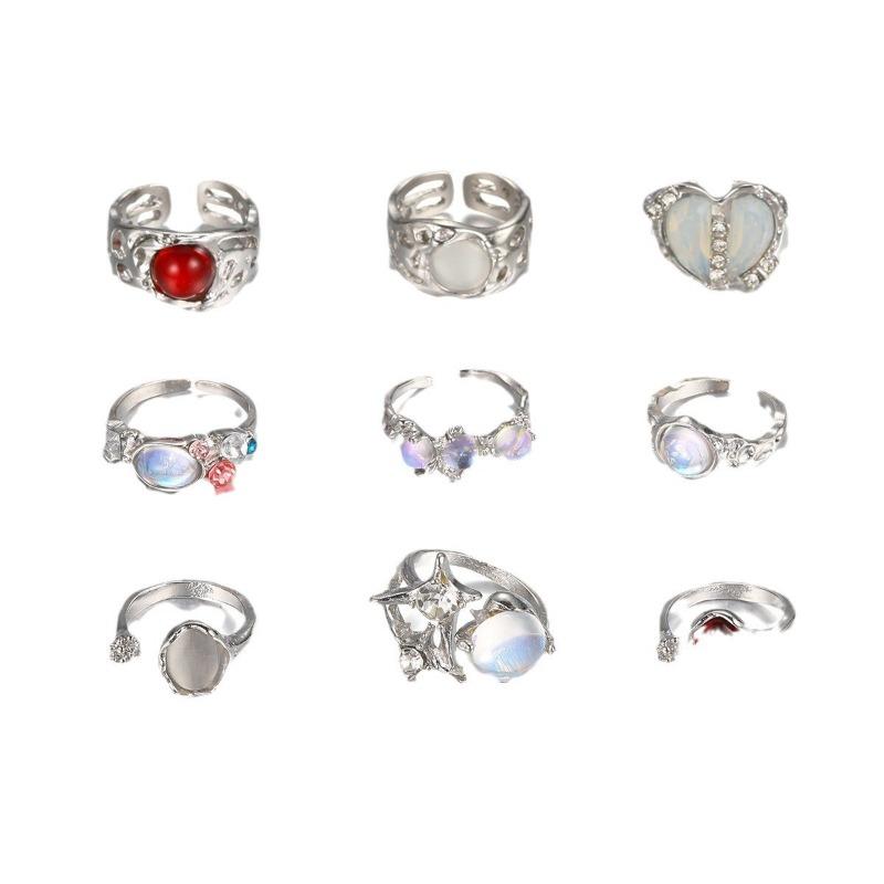 New dark hip-hop skull spider card exaggerated retro ring 24-piece set punk ring jewelry
