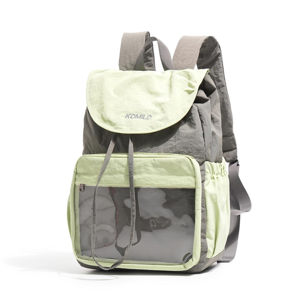Schoolbag new Japanese contrasting color versatile backpack casual lightweight schoolbag transparent pain bag lightweight travel backpack
