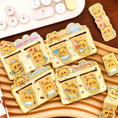 Gift Double Magnetic Cartoon Custard Bear Bookmarks for Students Cute Reading Book Page Kawai Stationery Office School Supplies