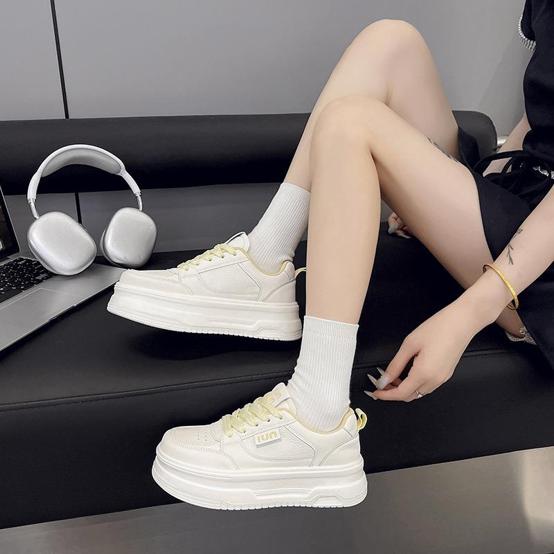Mesh Shoes Women's Breathable Mesh Leather Platform White Shoes Summer New Single Mesh Sports Board Shoes Women