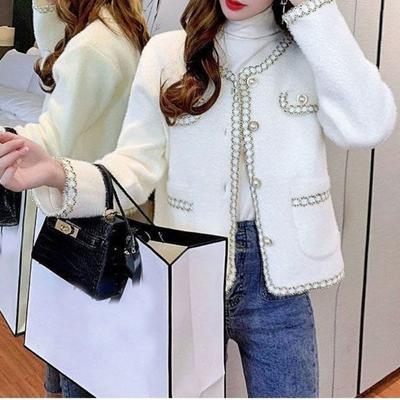 Cardigan Coat Autumn and Winter Small Fragrance Wind Korean Imitation Mink Fleece Coat Women Short Knitted Sweater Cardigan