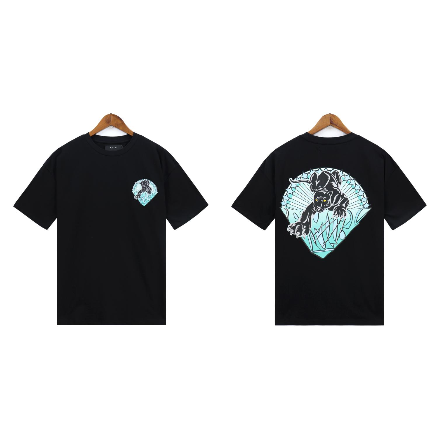 

2216 Amiri 2025 Літня нова чоловіча та жіноча вільна високоякісна бавовняна футболка великих розмірів для пар S