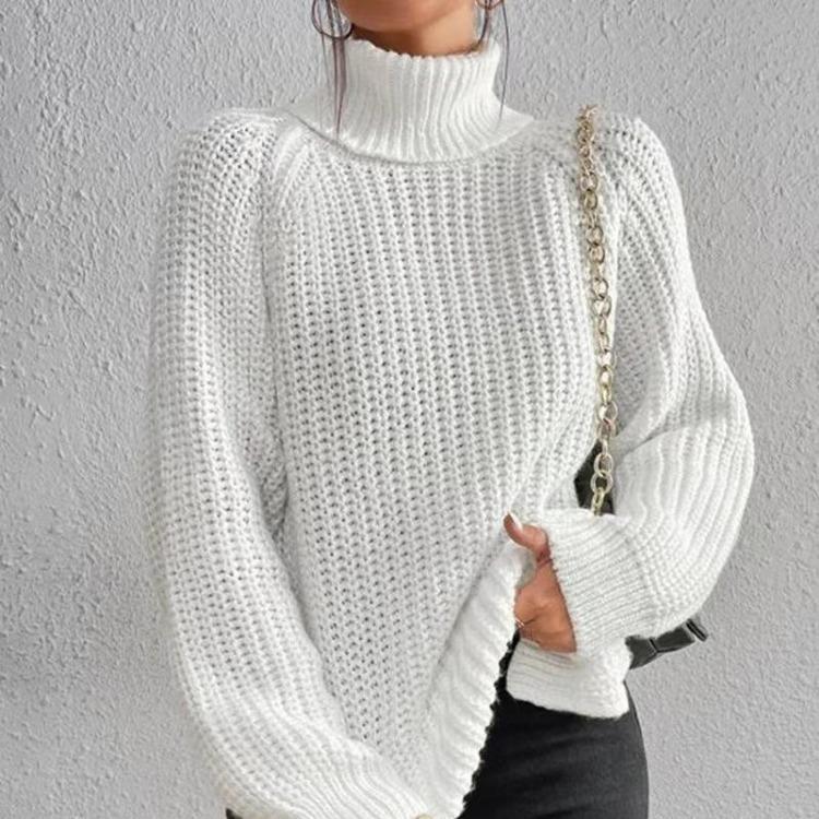 Women's Knitted Shirt High Collar Long Sleeve Soft and Comfortable Medium Long Shoulder Insert Stylish Wear Autumn Winter New