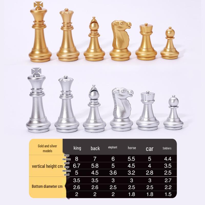 UB Magnetic Gold and Silver Folding International Chess Set - Medium Size for Adults and Kids