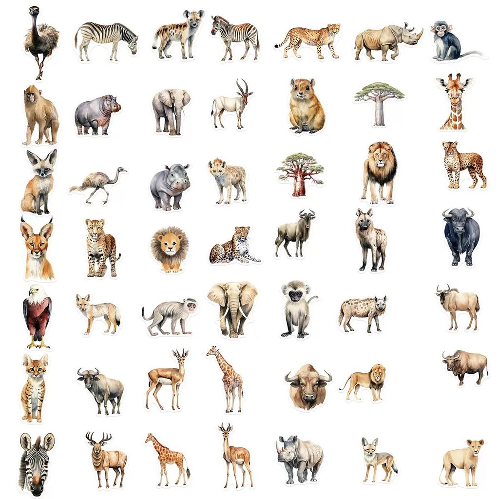 10/50/100pcs Mixed Adorable Humorous Zoo Wild Animals Stickers Aesthetic Designed For Children Toy DIY Skateboard Laptop Phone Car Decals Sticker