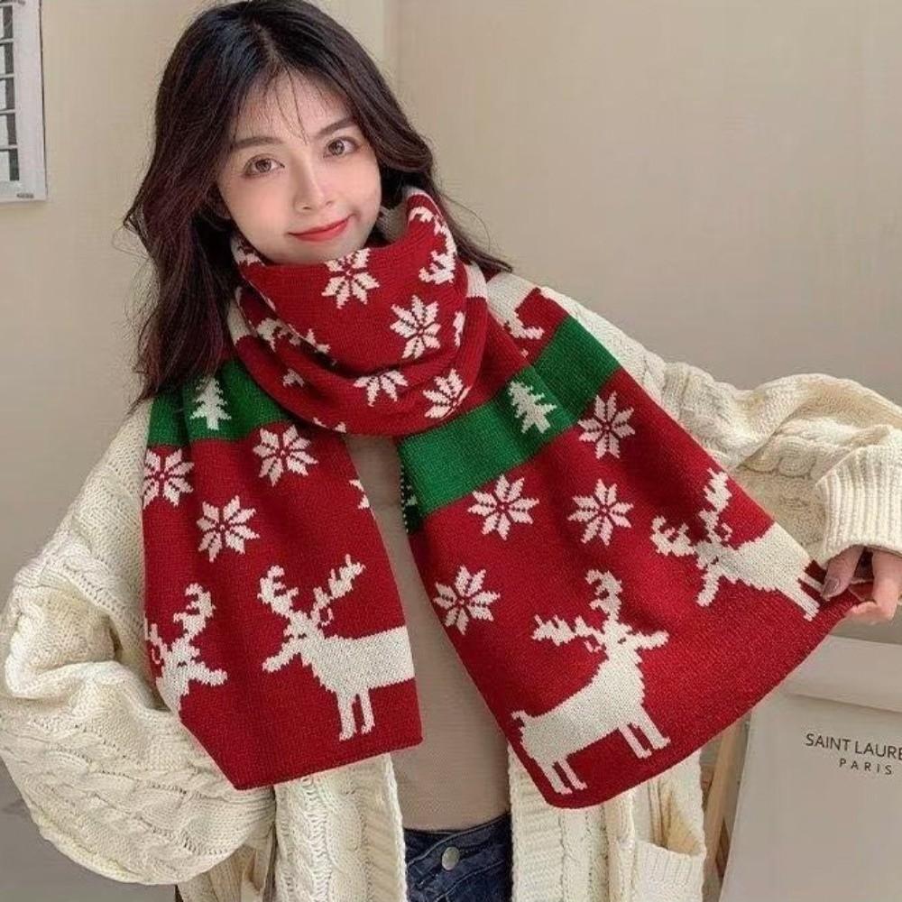 Windproof Neck Warmer Knitted Neckerchief New Knitted Scarf Christmas