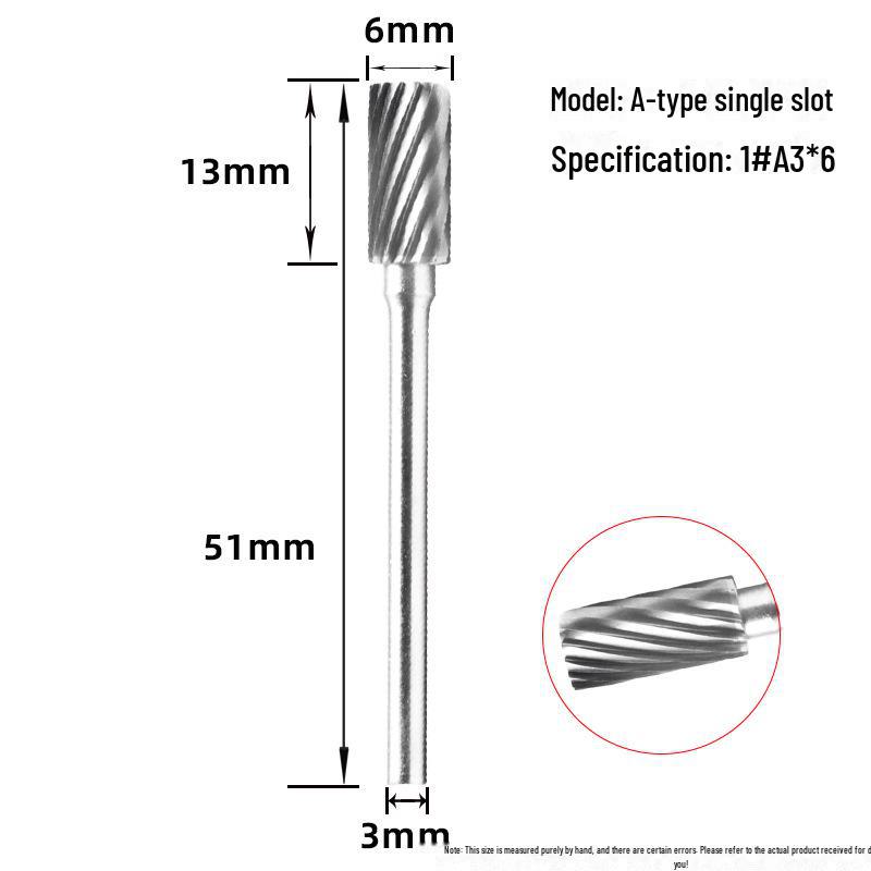 Tungsten Steel Grinding Head Carbide Rotary File for Metal Polishing, Wood Carving, Milling Cutter - 3x6mm