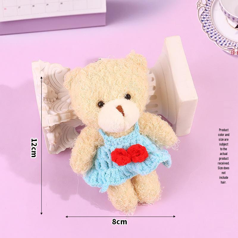 Blush Bear Doll Keychain: Cute Skirt Plush Heart Bag Charm Gift