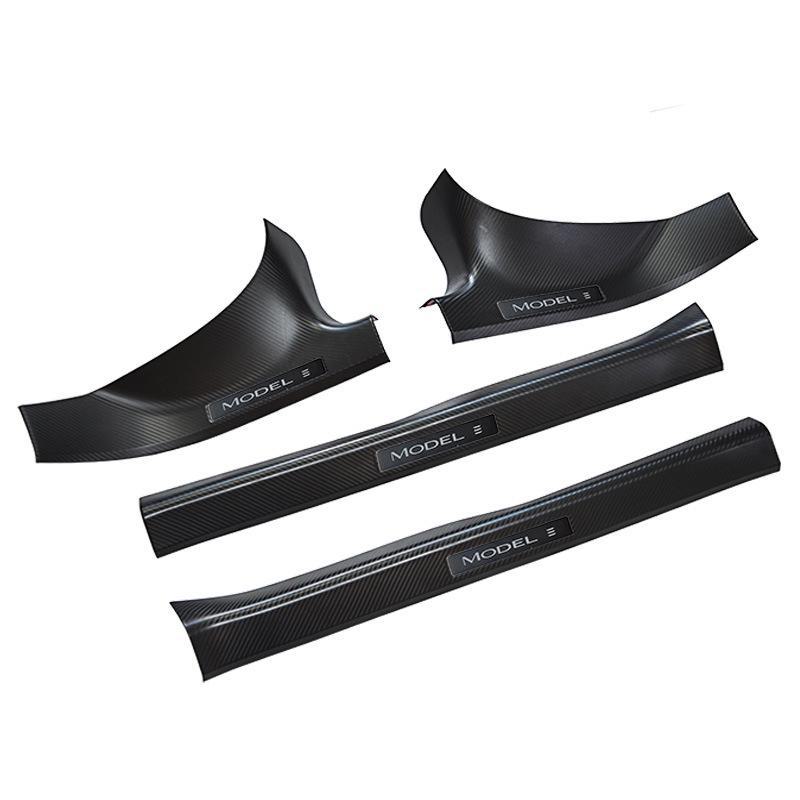 

Накладка на порог из углеродного волокна для Tesla Model 3 — защитная пластина от ударов и наклейка на боковую часть двери Black Carbon Fiber Texture