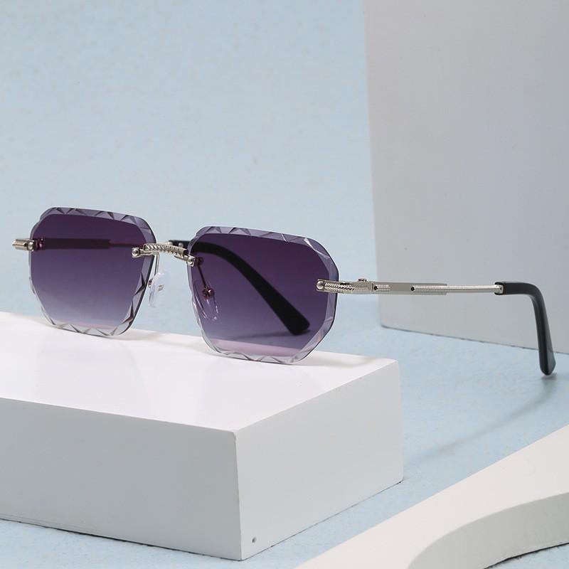 Attractive Glasses Men's Rimless Square Sun Glasses Wo Fashion Metal Luxury Sun Glasses Beach Travel Eyeglasses Lady Man Uv400 Protective Glasses