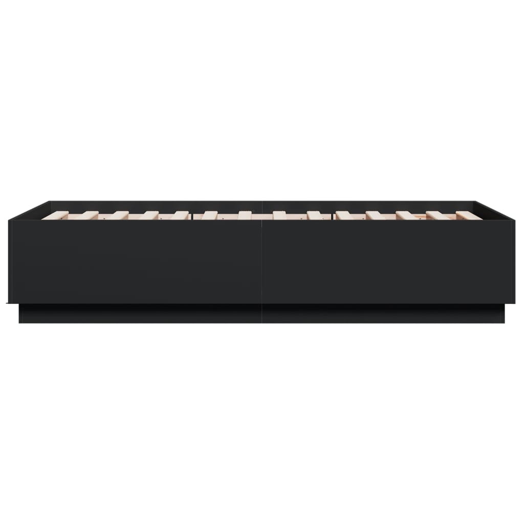 LED Bed Frame In Black 75 X 190 Cm Engineered Wood