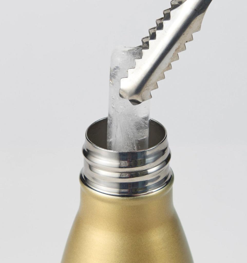 Kohlensäurebeständige Edelstahl-Wasser-Champagnerflasche Hält Getränke Warm oder Kalt Inklusive Eis Schlank Passt in Becherhalter Leicht zu Tragen Trinkfreundliche Flasche, 420ml, Gold, Kalt,