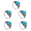 Natural Turquoise Rings Waterproof Finger Jewelry Unique Rings Alloy Texture Suitable for Everyday Wear and Dates Wear