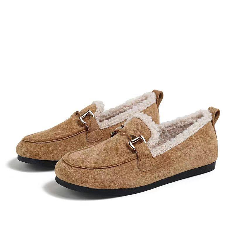 Casual Warm Fluffy Shoes, New Autumn and Winter Velvet Cotton Shoes, Non-slip Outside