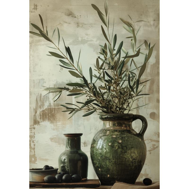 

Средиземноморская Античная Оливковая Ветвь Зеленое Растение Рустикальная Кухня Элегантная Ваза Постер Холст Картина Настенная Картина Домашний Декор 21cm×30cm NoFrame