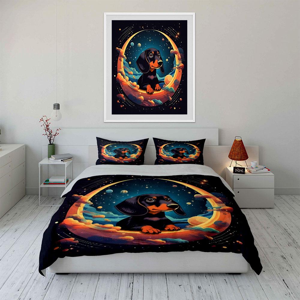 Cosmic Dog-Themed Artwork Set Exquisite Three-Piece Bedding Set Gift For Kids And Adults