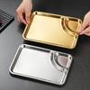 Stainless Steel Barbecue Plate Rectangular Snack Plate Grill Pan Fried Chicken Plate With Dipping Tray Dumpling Plate