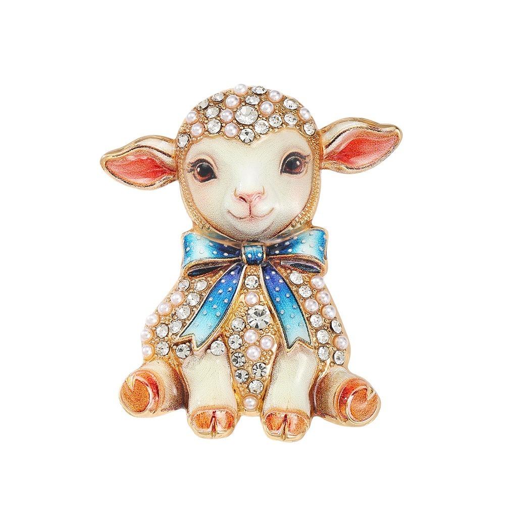 Sheep Shape Lapel Pin Bowknot Decor Pin Fashion Metal Pin Gift