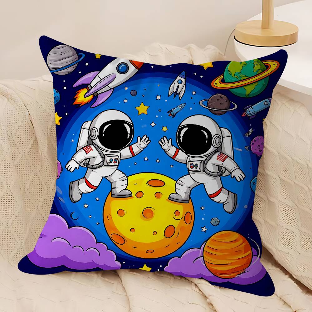 Cartoon Space Astronaut Cushion Cover Inches Farmhouse Decor Home Throw Pillow Covers For Couch Decorations