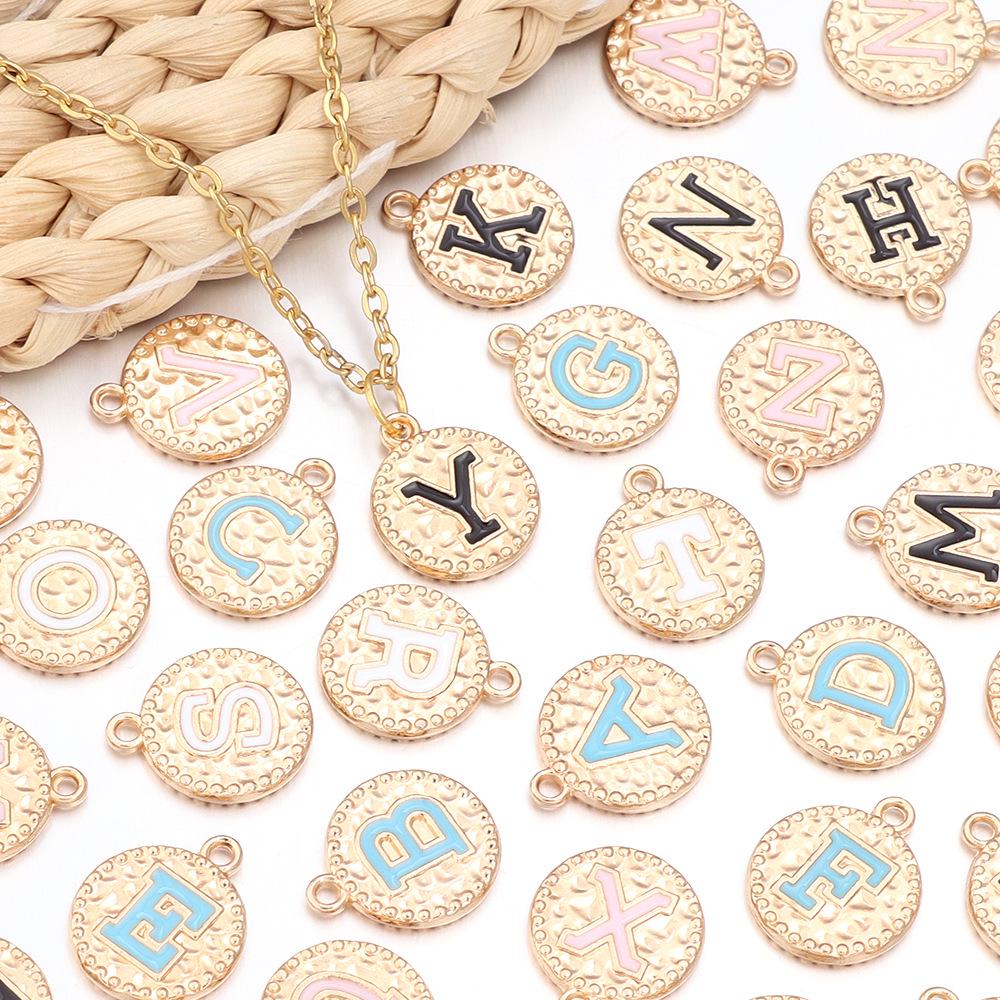 Legierung Doppelseitige Pfirsichherz Buchstaben Anhänger Halskette Schmuck, A-Z.