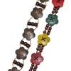 Meier Thin belt ethnic style wooden beads flower string stitching woven waist chain