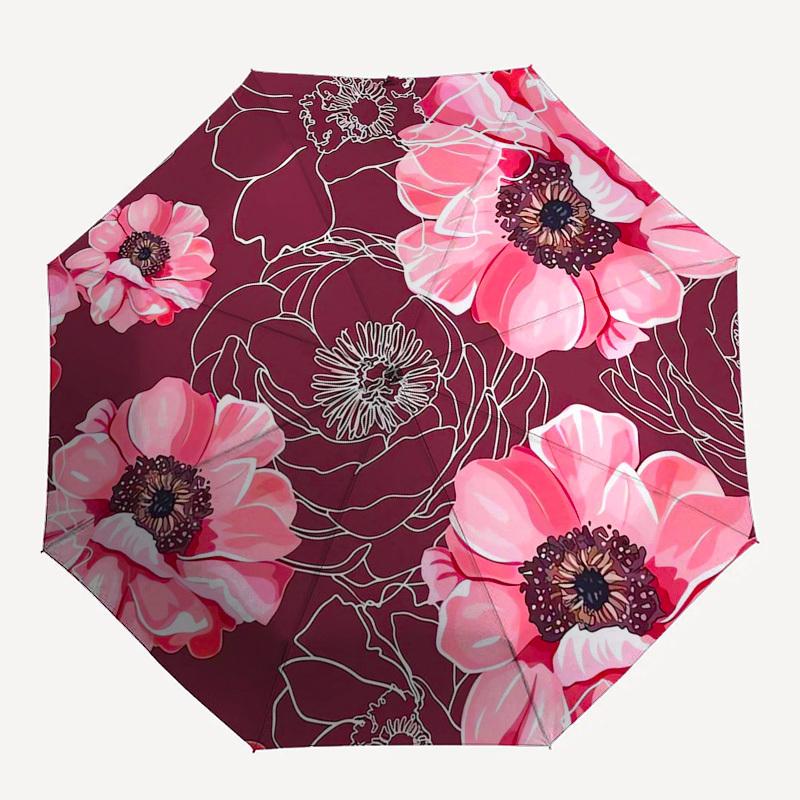1pc Pink Floral Pattern Umbrella with Plastic Handle,Suitable for All Seasons Home Travel Outdoor Umbrellaptys31003