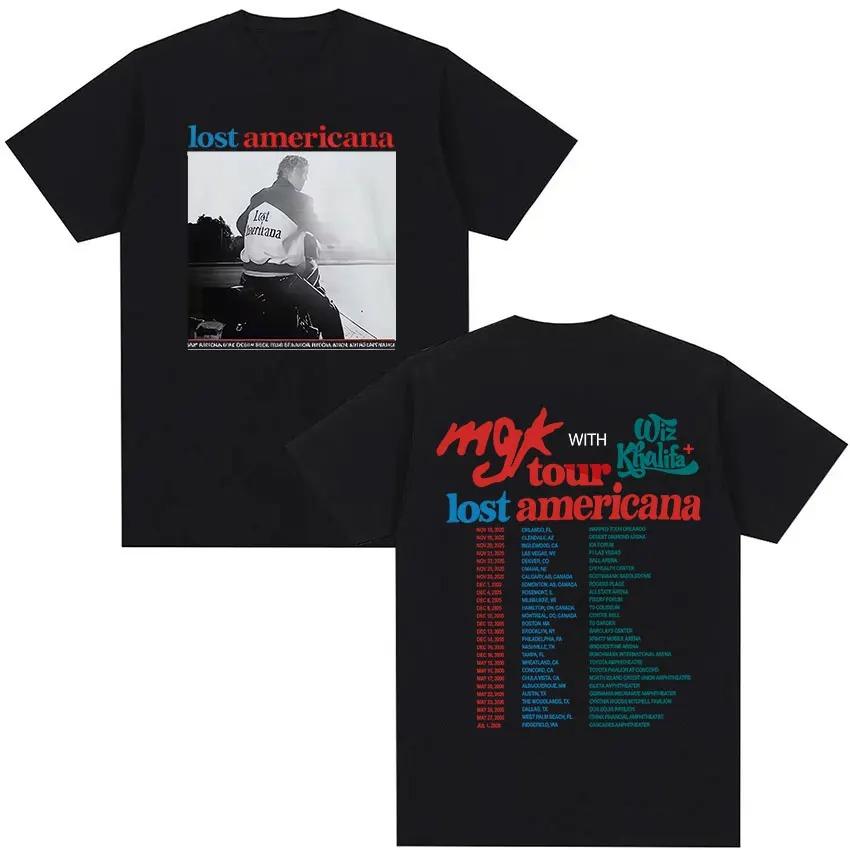Rapper MGK Lost Americana 2026 Tour Graphic TShirt Unisex Pop Fans Fashion Vintage Loose Cotton TShirt Y2K Streetwear