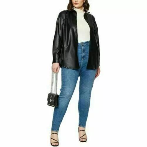 New Black Women's Shirt Stylish Genuine Lambskin Leather Handmade Casual Wear