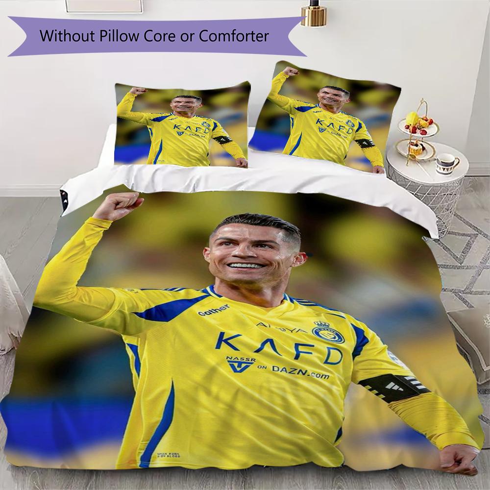 Krystiano Ronaldo Vzor Povlečení Přikrývka Povlak na přikrývku Povlak na polštář Domácí dekorace Dárek k narozeninám (1 * povlak na přikrývku + 2 * povlak na polštář bez výplně)