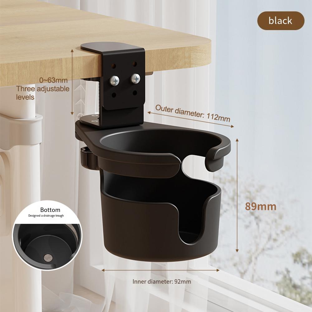 

Rotatable Desk Cup Holder Adjustable Height No More Spills Arm Clamp Stand For Coffee Mugs Water Bottles Storage Rack чёрный