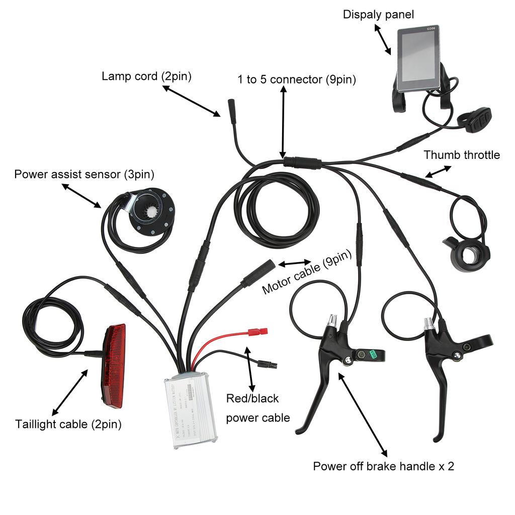 15A Electric Bicycle Bike Controller Scooter Brushless Controller 5 Gear Control 36V/48V 250W Motor Waterproof Controller Kit