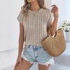 Women Cable Knit Short Sleeve Knit Top