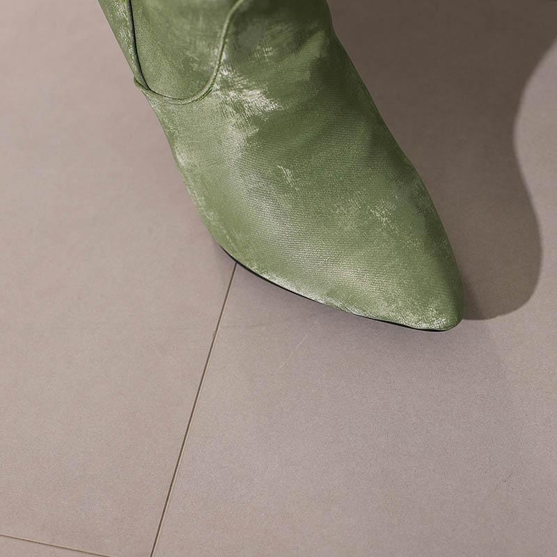 Women's High-heeled Boots, Autumn and Winter New European and American Style Solid Color Pointed Toe Thin Heel Oversized Casual Boots