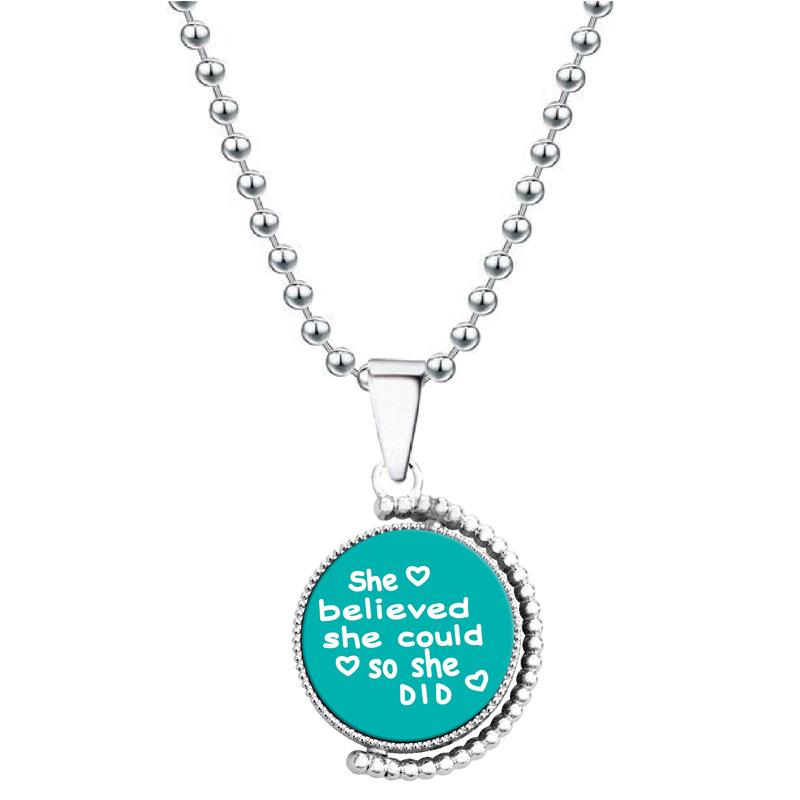 European & American Moon Pendant Necklace - Rotatable Engraving, Creative Christmas Gift, Titanium Steel.