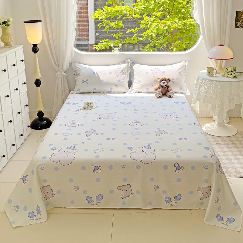 1pc 100% Cotton Bedsheet Cartoon Style Bed Linen Skin-friendly Flat Bed Sheet Adults Kids Sheets Drap De Lit (No Pillowcase)