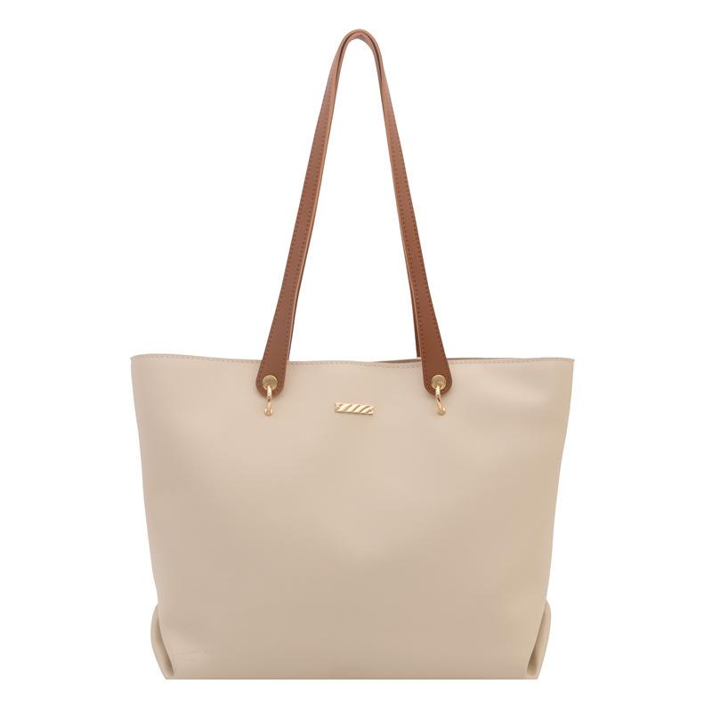 Women Large Capacity Tote Bag, Minimalist Contrast Handle Shoulder Handbag, Daily Commuter Top Handle Purse