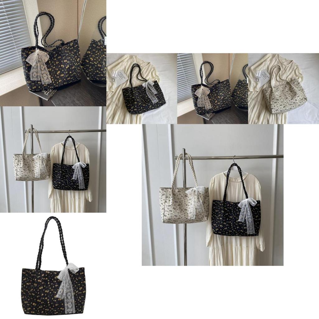 Large Capacity Canvas Floral Tote Bag For Women Stylish Shoulder Bag For Daily Commute