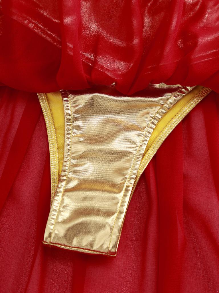Costume da Regina Antica da Donna Slip Gonna in Chiffon Spacco Laterale Metallizzato Riflettente Rifiniture Dorate Outfit di Halloween