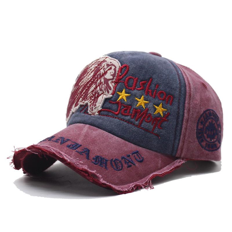 Washed and old big letter embroidered baseball cap men's and women's outdoor three-dimensional English personalized cap new