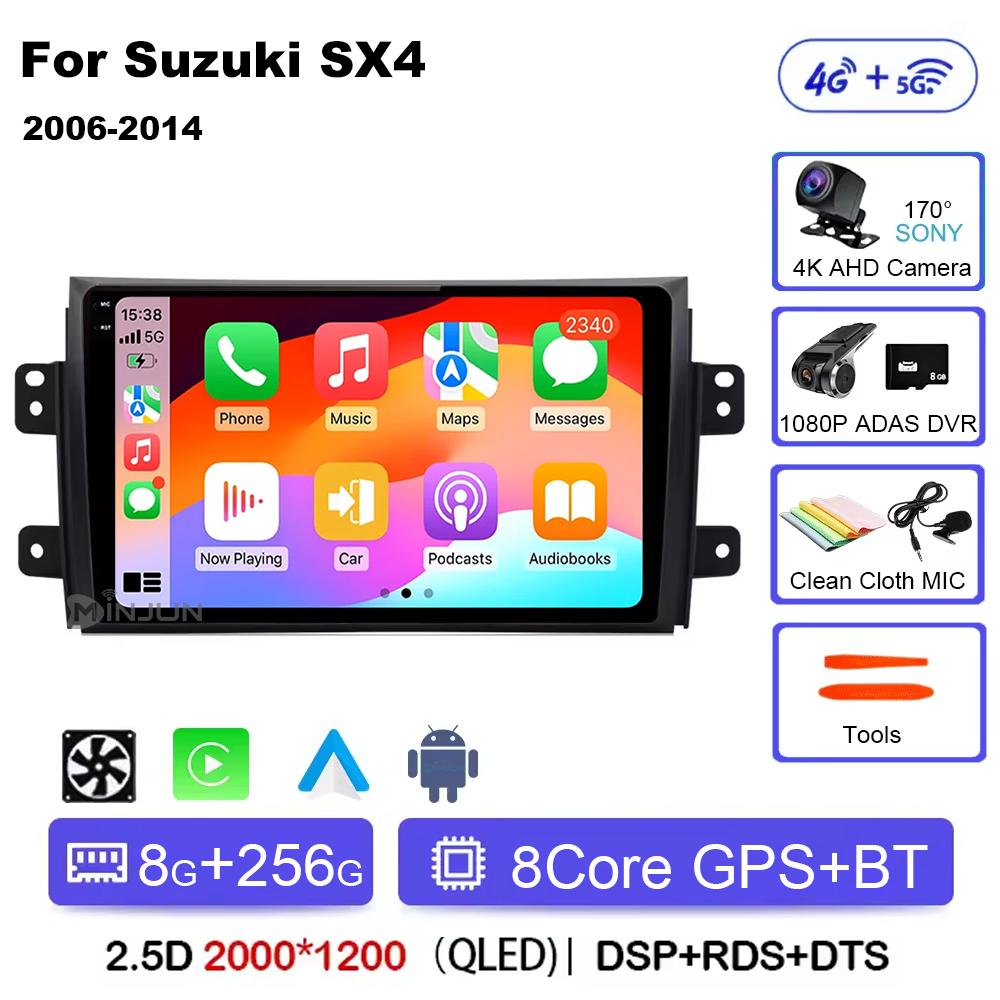 Android 14 Car Radio For Suzuki SX4 2006  2007 2008 2009 2010 - 2014 Qualcomm Wireless Carplay Auto Multimedia Player Navigation