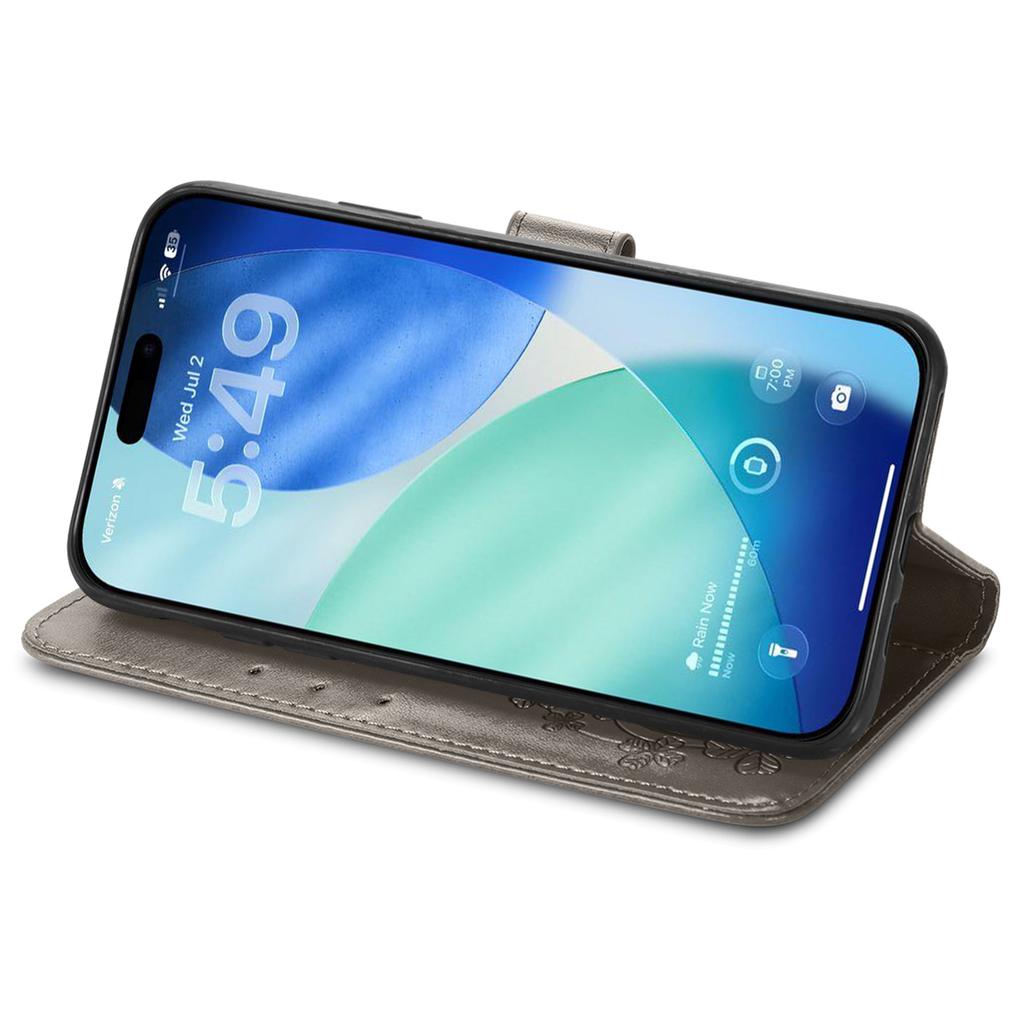 For iPhone 17 Pro Max Leather Case Four-Leaf Clover Wallet Phone Cover