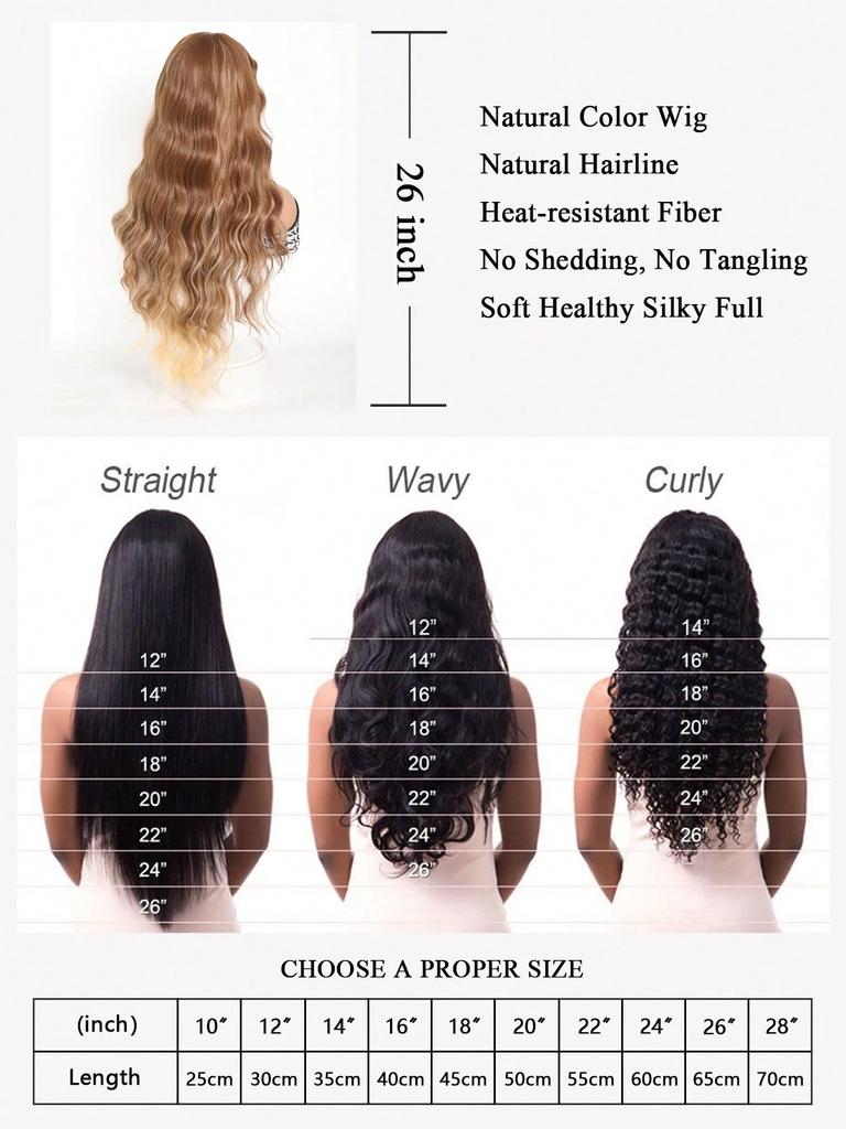 Synthetic Wig Long Ombre Blonde Wavy Wig for Women  Middle Part Wavy Wig Natural Looking Wig for Daily Party Use (Ombre Blonde)