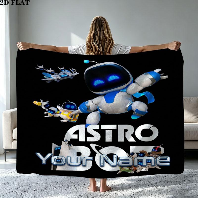 1PC ASTRO BOT Custom Name Patterned Flannel Blanket Suitable For All Seasons for Home Decor Warmth and Comfort Gifts Holiday Present