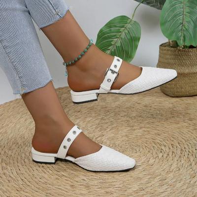 2024 New Pointed Toe Women's Slippers, Comfortable and Temperamental, Mid-Heel, Simple and Versatile Women's Shoes Zapatos