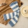 Thermal Velvet Leg Sleeves for Women Coral Fleece Warmers Women, Thickened Winter Knee High Comfortable Leggings Socks, Striped/Solid Color,